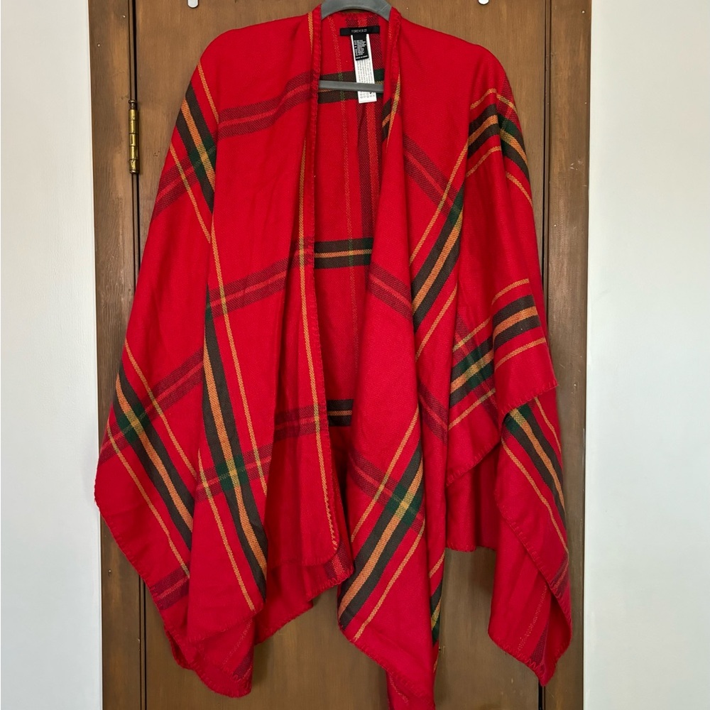 Forever 21 Red and Green Plaid Shawl